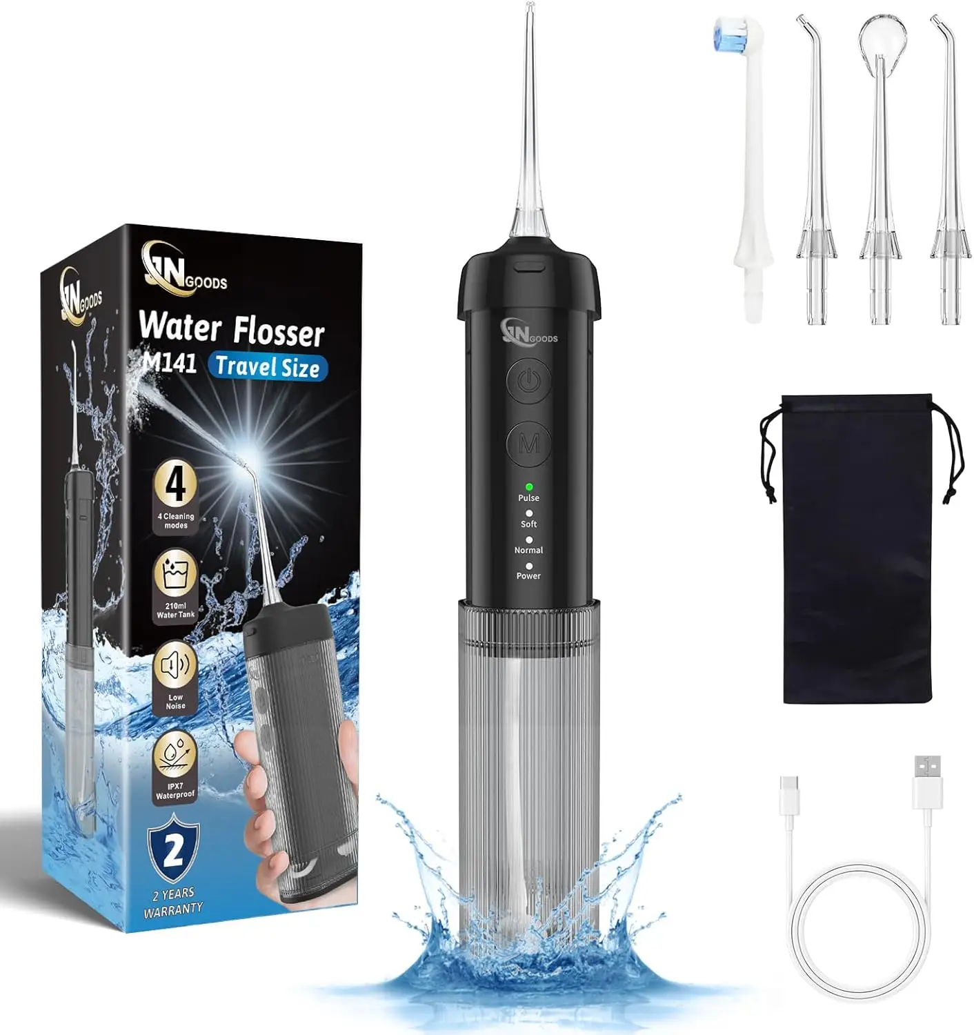 Mini Portable Water Flosser Oral Irrigator, Telescopic Water Tank, 4 Modes & IPX7 Waterproof, Home & Travel Teeth Cleaner for Braces, Bridges Care (Black)
Mini Portable Water Flosser Oral Irrigator, Telescopic Water Tank, 4 Modes & IPX7 Waterproof, Home & Travel Teeth Cleaner for Braces, Bridges Care (Black)