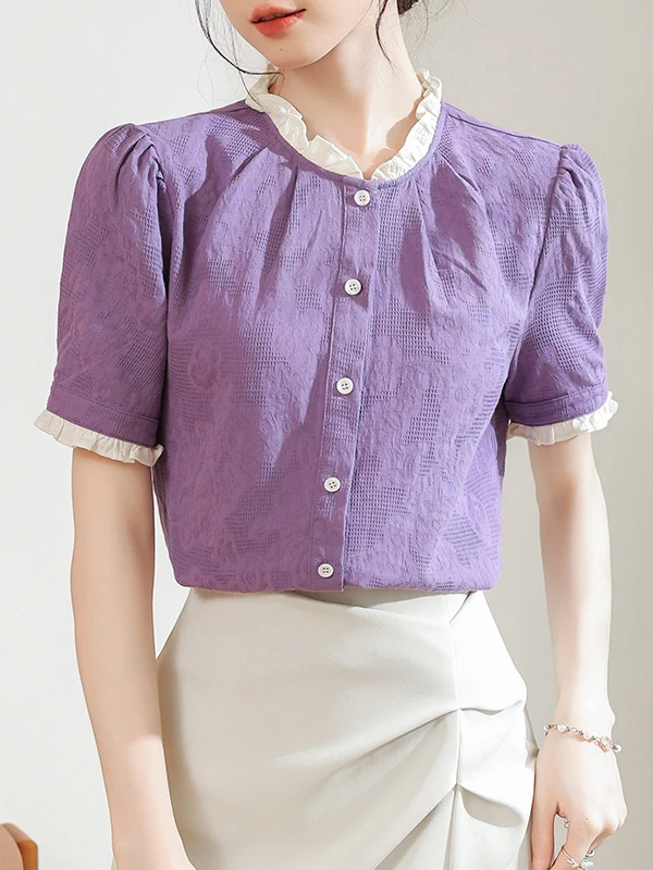 Pure Cotton ort Sve irt Women's Summer 2025 Commute Sle Texture Sensation Purple Cotton Top Wooden Design
Pure Cotton ort Sve irt Women's Summer 2025 Commute Sle Texture Sensation Purple Cotton Top Wooden Design