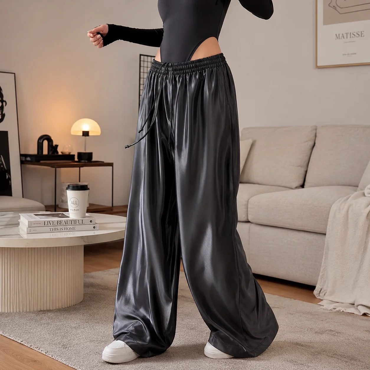 Satin Wide Leg Pants Women Long Draped Casual Comfortable Silver Elastic Waist Palazzo Trousers Office Travel Everyday Size S
Satin Wide Leg Pants Women Long Draped Casual Comfortable Silver Elastic Waist Palazzo Trousers Office Travel Everyday Size S