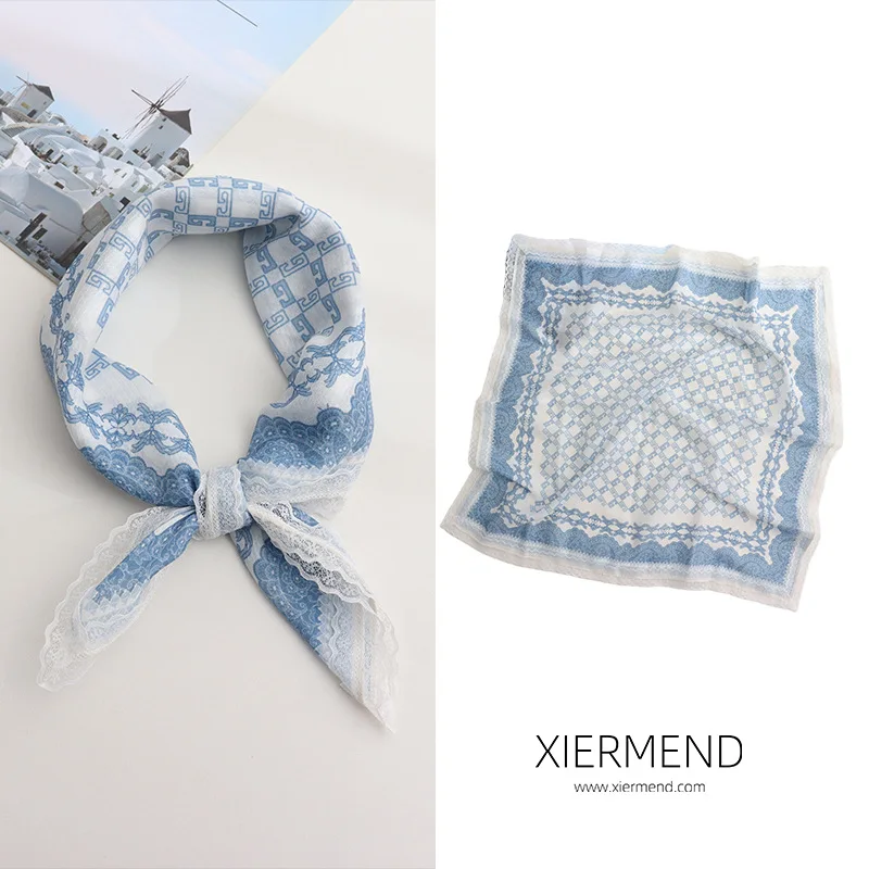 60cm Korean Style Blue Plaid Silk Scarf Retro Lace Thin Square Scarf Artistic Temperament Idle Style Ribbon Headband Women
60cm Korean Style Blue Plaid Silk Scarf Retro Lace Thin Square Scarf Artistic Temperament Idle Style Ribbon Headband Women