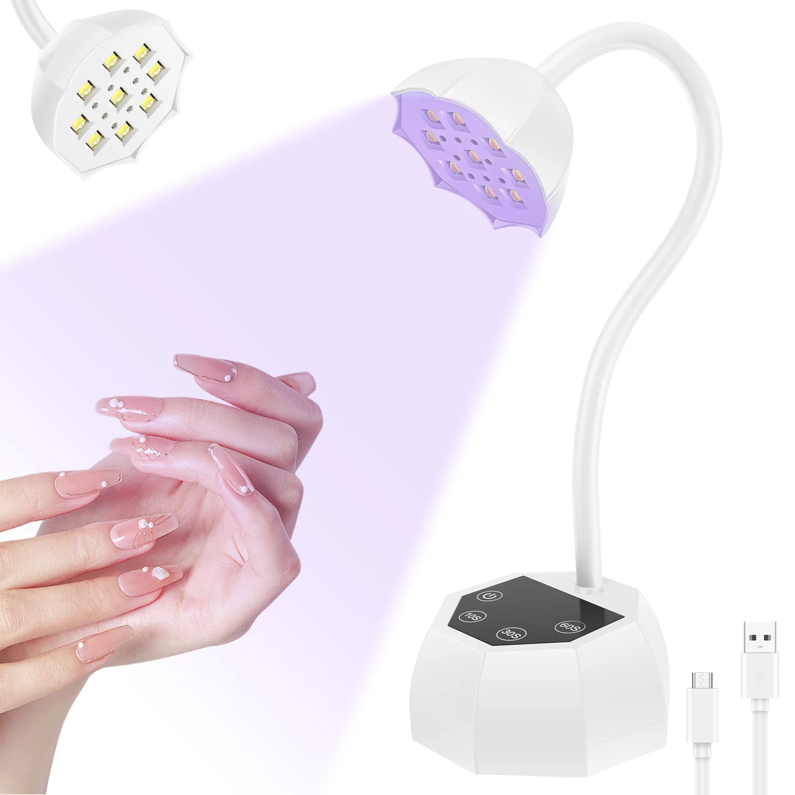 Nail Dryer Light Auto Sensor Nail Lamp Rechargeable Adjustable Desk Nail Light with LED Display and 3 Timer Curing Gel Manicure
Nail Dryer Light Auto Sensor Nail Lamp Rechargeable Adjustable Desk Nail Light with LED Display and 3 Timer Curing Gel Manicure