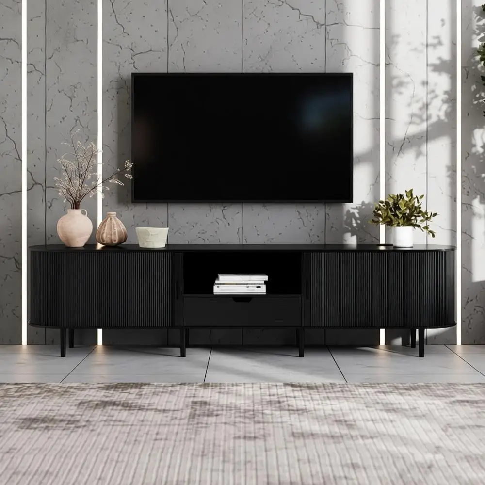 90 TV Stand with Adjustable Shelves and Sliding Door, Modern Entertainment Center for Living Room or Bedroom (Black, 86.6)
90 TV Stand with Adjustable Shelves and Sliding Door, Modern Entertainment Center for Living Room or Bedroom (Black, 86.6)