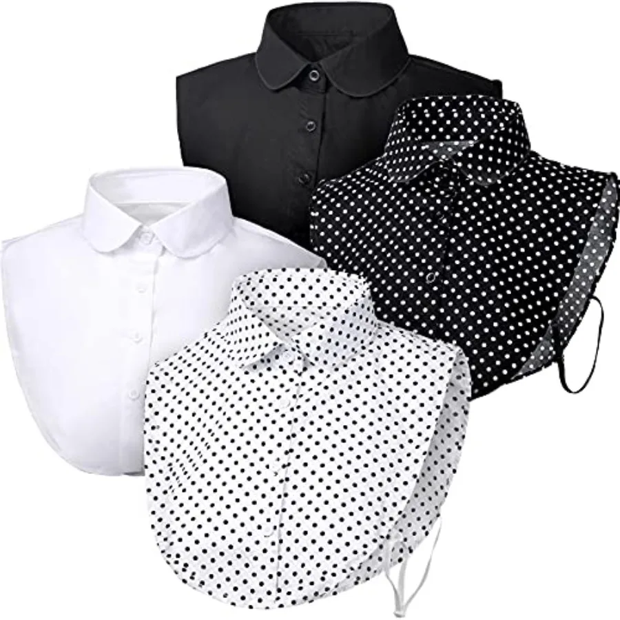 4 Pcs Fake Collar for Women Black and White Polka Detachable Dots Dickey Collar Half Shirt for Halloween Costume
4 Pcs Fake Collar for Women Black and White Polka Detachable Dots Dickey Collar Half Shirt for Halloween Costume