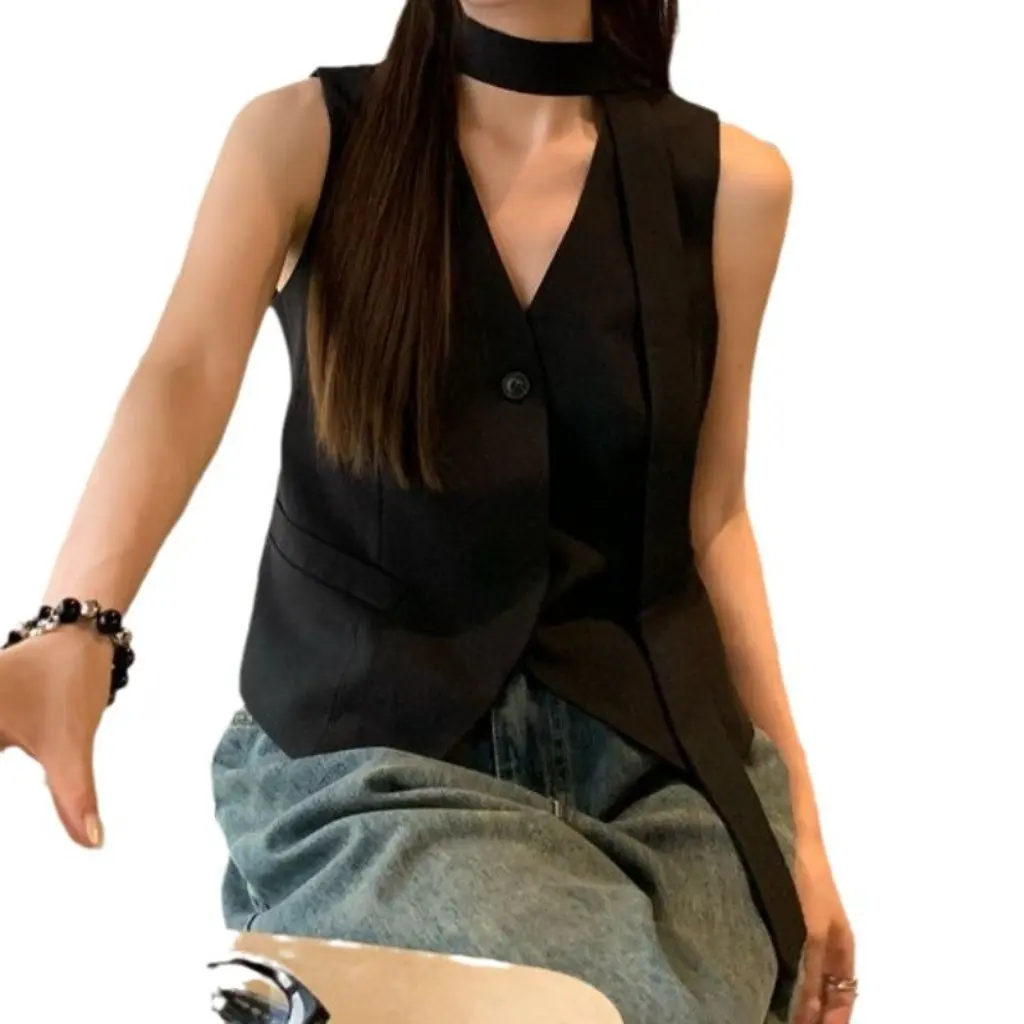 Elegant Slimming Suit Vest High-End Women's Clothing Sleeveless Layered Top with Ribbon Summer Fashion
Elegant Slimming Suit Vest High-End Women's Clothing Sleeveless Layered Top with Ribbon Summer Fashion