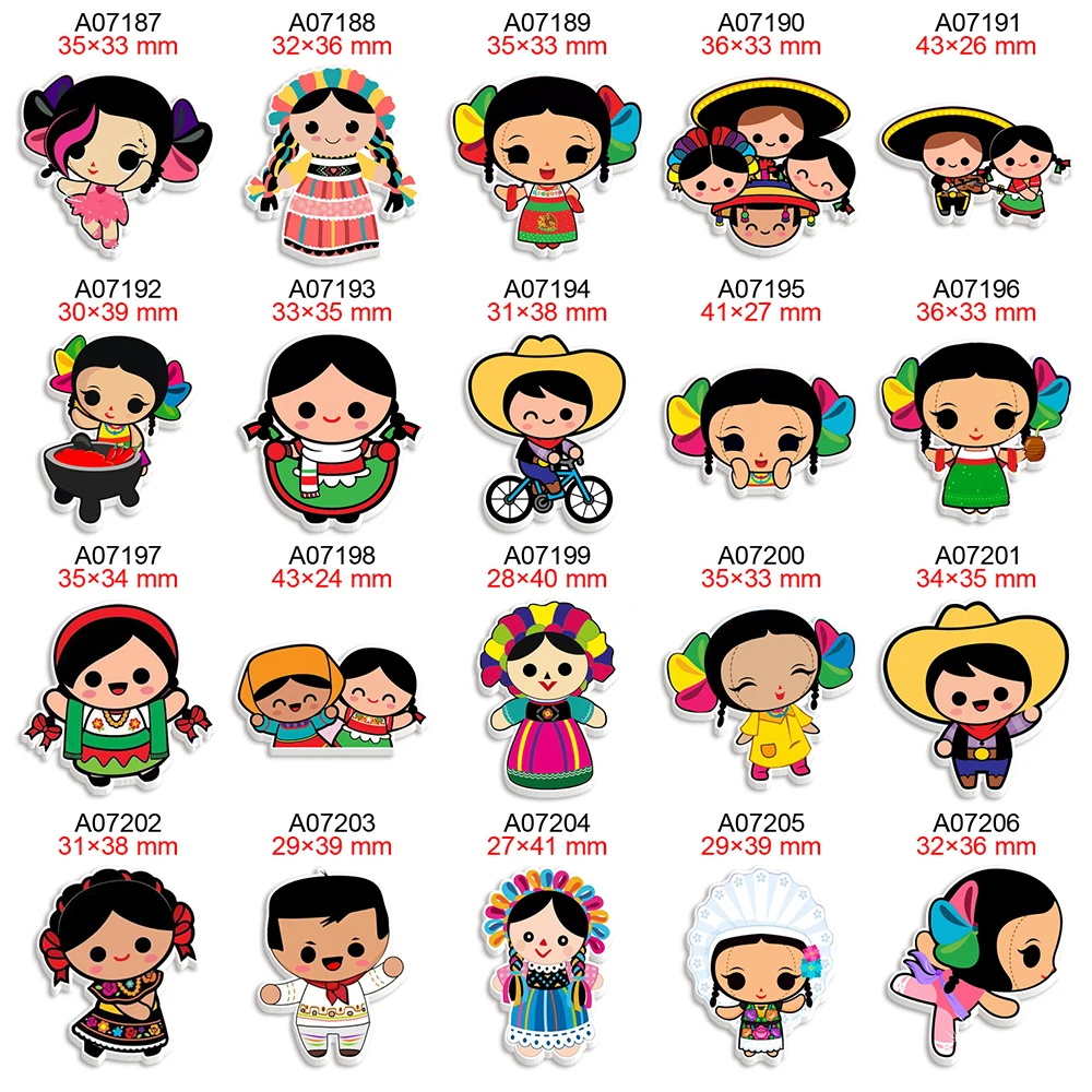 Mexican Girl Cartoon Printed Planar Resin Flatback for DIY Bows Centers Keychain Decor Kids Crafts Handmade Material
Mexican Girl Cartoon Printed Planar Resin Flatback for DIY Bows Centers Keychain Decor Kids Crafts Handmade Material