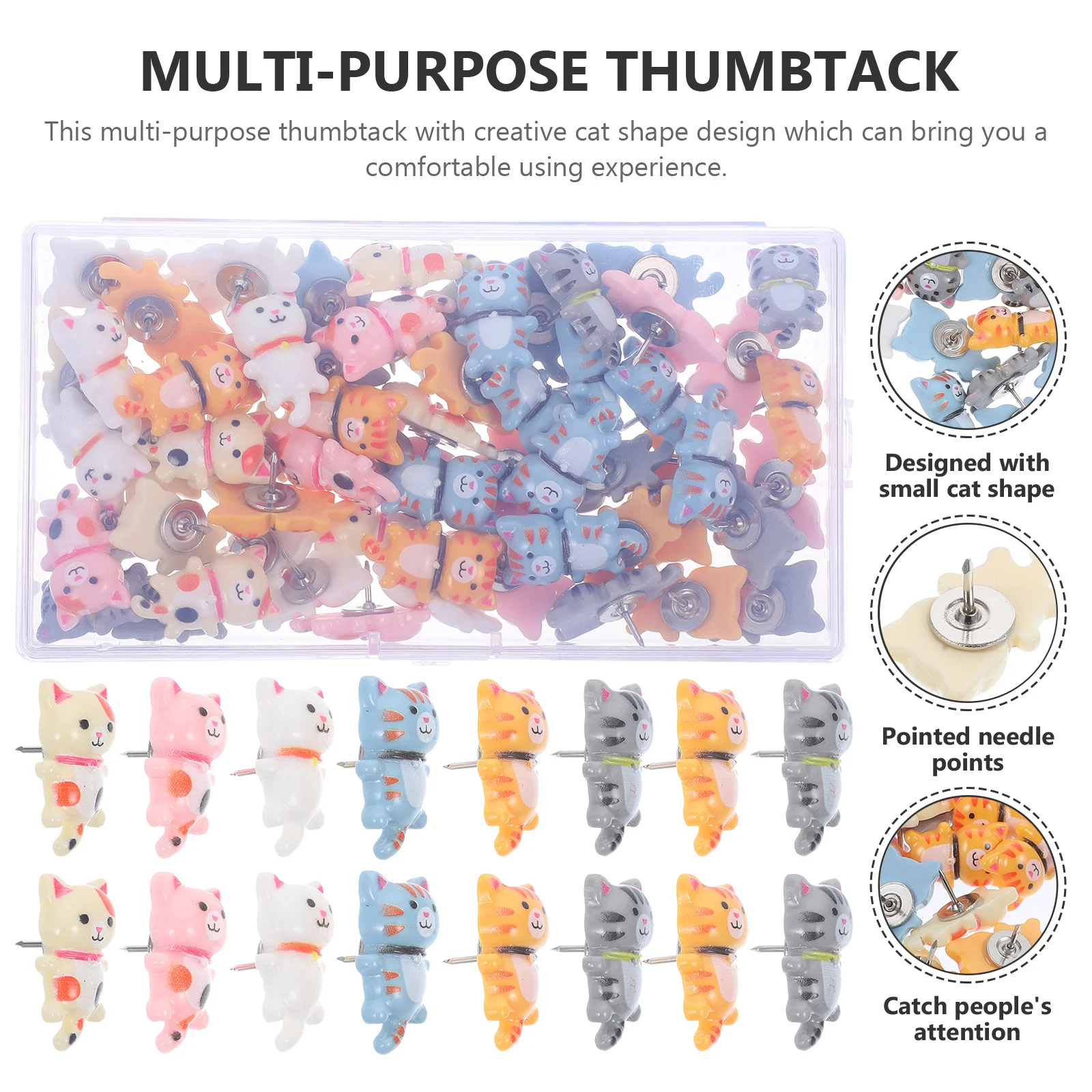 60Pcs Cat Push Pins Resin Metal Decorative Tacks for Wall Hangings Office School Home Decoration Supplies Push Pins
60Pcs Cat Push Pins Resin Metal Decorative Tacks for Wall Hangings Office School Home Decoration Supplies Push Pins