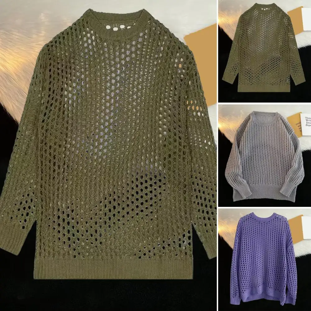 Men Club Top Men's Fishnet Hollow Out Knitted Sweater Hip Hop Streetwear Pullover Top for Spring Fall Loose Fit Round Neck
Men Club Top Men's Fishnet Hollow Out Knitted Sweater Hip Hop Streetwear Pullover Top for Spring Fall Loose Fit Round Neck