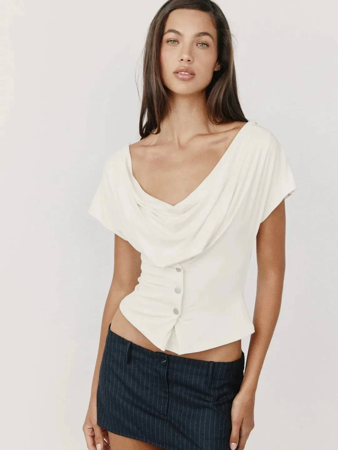 Elastic Waist Button up One Shoulder T-Shirt Pure Color South Oil Jean Women's Fashionable Breathable Cotton Polyester Short ...
Elastic Waist Button up One Shoulder T-Shirt Pure Color South Oil Jean Women's Fashionable Breathable Cotton Polyester Short ...