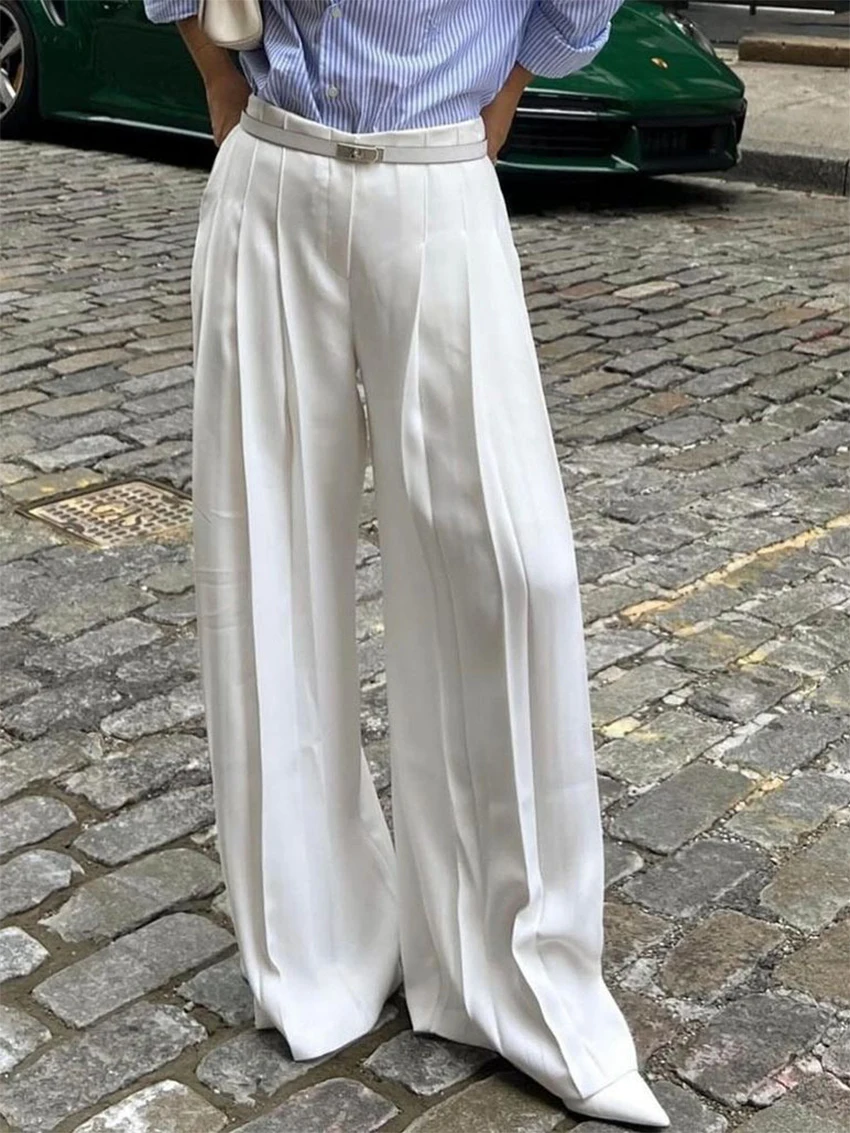 WXOY Women Pants High Waist Wide Leg Elastic Pleated Loose Fit Elegant Casual Office Lady Daily City Commuting Work Trousers
WXOY Women Pants High Waist Wide Leg Elastic Pleated Loose Fit Elegant Casual Office Lady Daily City Commuting Work Trousers