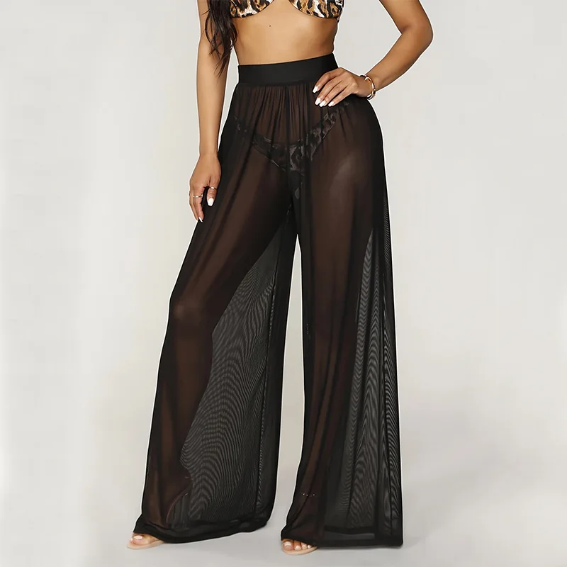 Sexy See-through High-waist Wide-leg Pants Pure Color Loose Trousers European Style Base Layer Pants for Women
Sexy See-through High-waist Wide-leg Pants Pure Color Loose Trousers European Style Base Layer Pants for Women