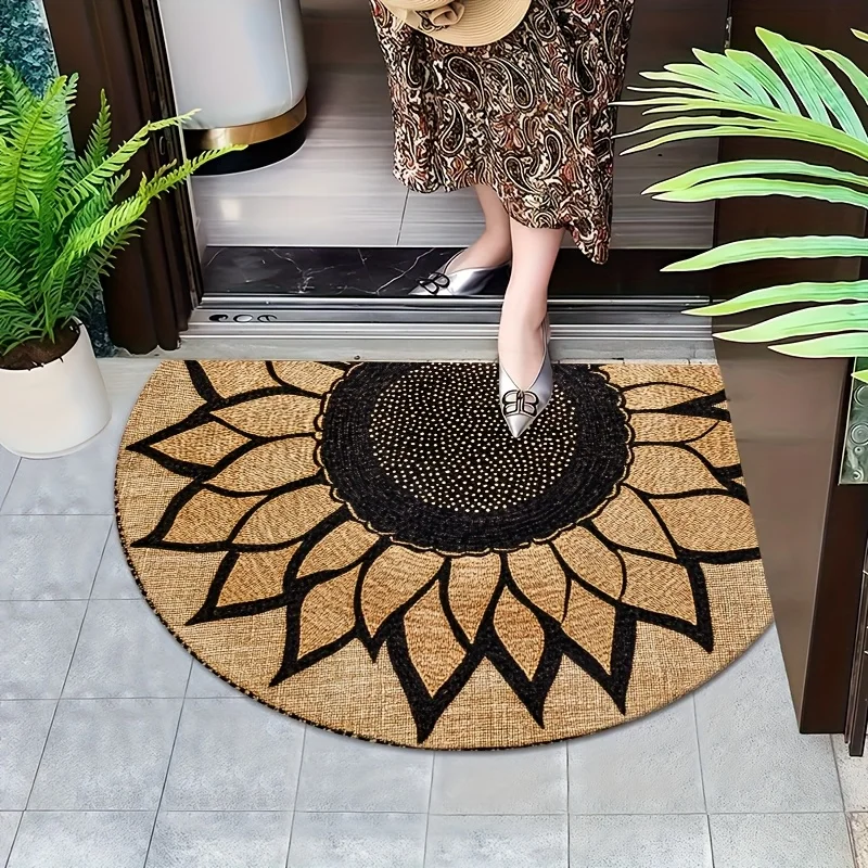 1 piece Sunflower Petal Design Semicircular Mat - Soft, Non-Slip, Machine Washable, Beige and Black, Perfect for Living Room
1 piece Sunflower Petal Design Semicircular Mat - Soft, Non-Slip, Machine Washable, Beige and Black, Perfect for Living Room