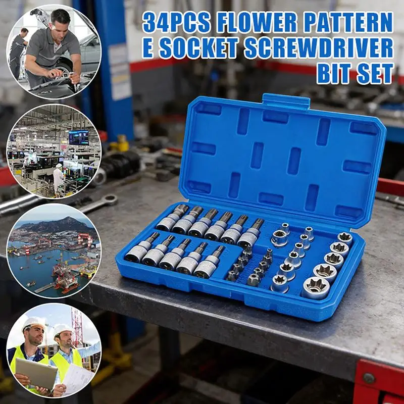 【A11】34-Piece Flower Pattern E-Type Socket Screwdriver Bit T-Type Press Bit Auto Repair Hardware Tool Set
【A11】34-Piece Flower Pattern E-Type Socket Screwdriver Bit T-Type Press Bit Auto Repair Hardware Tool Set