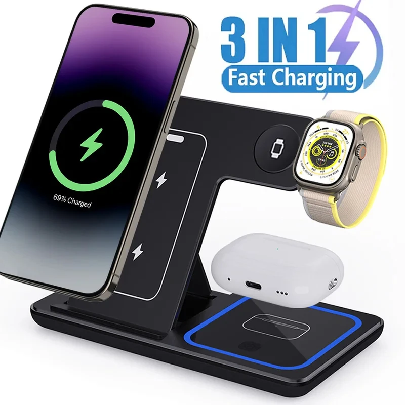 LED Fast Wireless Charger Stand Foldable3 in 1 Charging Station For iPhone17- 11 Apple Watch 9 8 7 6 Airpods Pro
LED Fast Wireless Charger Stand Foldable3 in 1 Charging Station For iPhone17- 11 Apple Watch 9 8 7 6 Airpods Pro