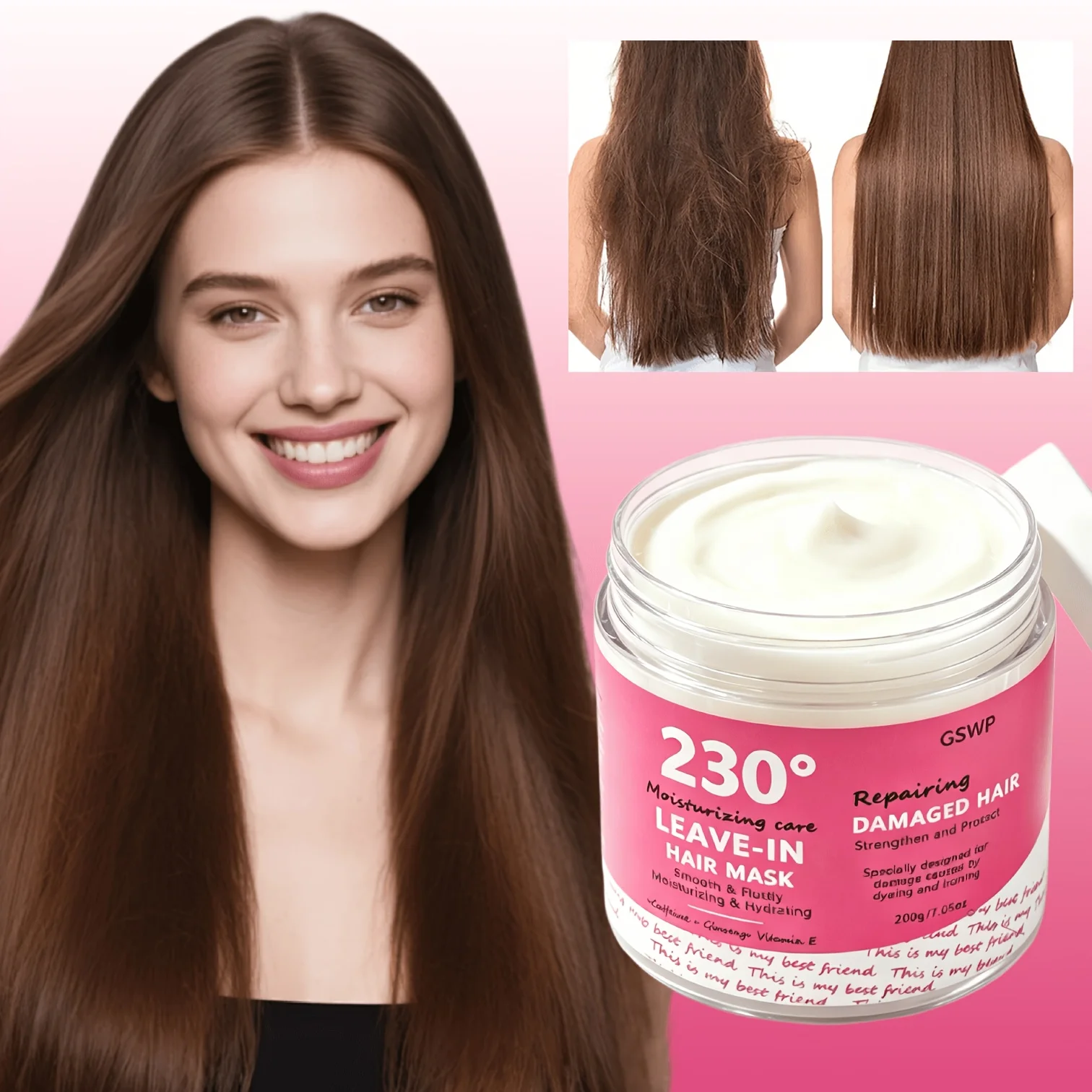 GSWP 10-in-1 Leave-In Hair Mask,Repair Damaged Hair from Dye & Iron, No Rinse, Smooth & Hydrate with Caffeine, Ginseng.200g/400g
GSWP 10-in-1 Leave-In Hair Mask,Repair Damaged Hair from Dye & Iron, No Rinse, Smooth & Hydrate with Caffeine, Ginseng.200g/400g