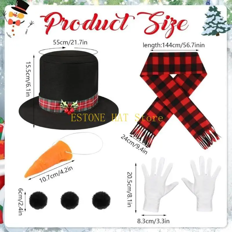 49MF Christmas Play Dress Up Accessories with Hat Shawl Nose for Cosplay Party Decortions Winter Frosty Snowman Costume
49MF Christmas Play Dress Up Accessories with Hat Shawl Nose for Cosplay Party Decortions Winter Frosty Snowman Costume