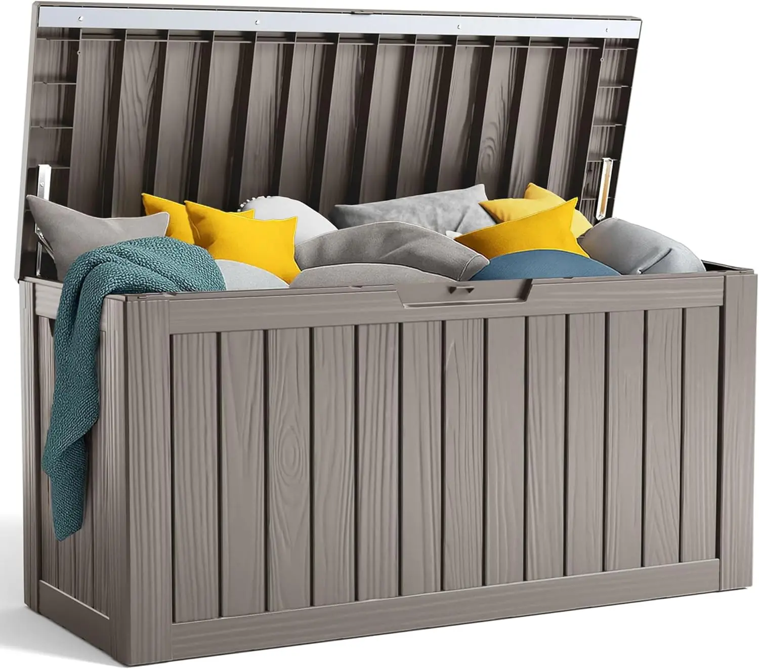 90 Gallon Outdoor Storage Box, Waterproof Resin Deck Box for Patio Furniture & Garden Tools - Grey
90 Gallon Outdoor Storage Box, Waterproof Resin Deck Box for Patio Furniture & Garden Tools - Grey