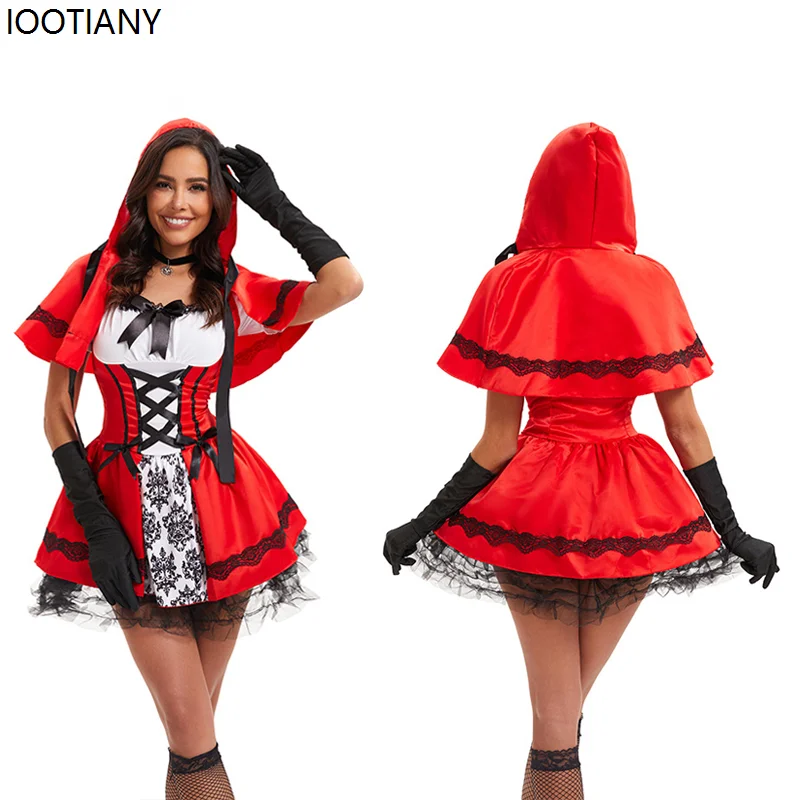 Halloween Little Red Riding Hood Cosplay Costume Medieval Retro Waist Gothic Dress Carnival Party Maid Dress Up With Hooded Cape
Halloween Little Red Riding Hood Cosplay Costume Medieval Retro Waist Gothic Dress Carnival Party Maid Dress Up With Hooded Cape