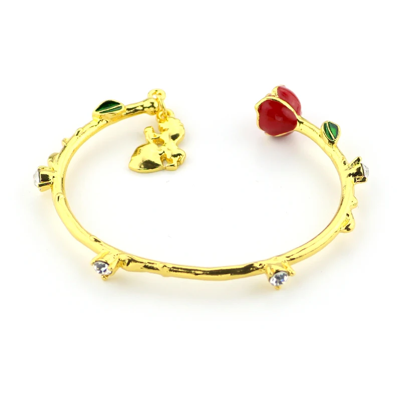 Fashion Anime Beauty and the Beast Bracelet Cute Cartoon Golden Link Red Flower Accessories Bangle for Women's Hand Decoration
Fashion Anime Beauty and the Beast Bracelet Cute Cartoon Golden Link Red Flower Accessories Bangle for Women's Hand Decoration