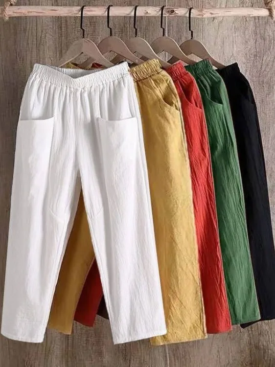 High Waist Cotton Linen Women's Summer Thin Breathable Color Loose Nine Points Straight Casual Trousers Trendy
High Waist Cotton Linen Women's Summer Thin Breathable Color Loose Nine Points Straight Casual Trousers Trendy