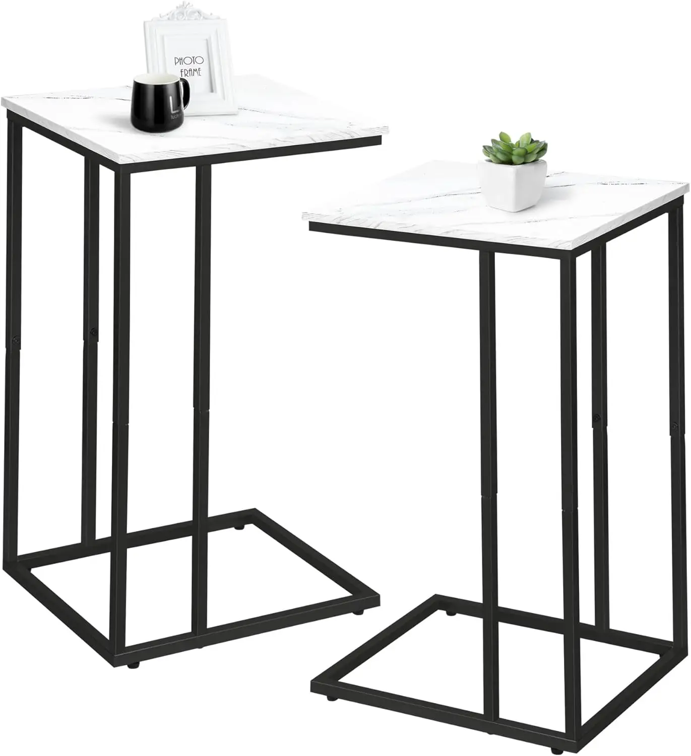C Shaped Side Table Set of 2, Marble End Table for Couch, Slim Nightstand for Small Spaces, White & Black
C Shaped Side Table Set of 2, Marble End Table for Couch, Slim Nightstand for Small Spaces, White & Black