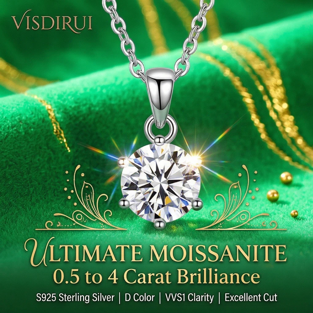 VISDIRUI Solitaire Moissanite Pendant Necklace S925 Silver D Color VVS1 0.5-4ct Round Cut O Chain Fine Jewelry Anniversary Gift
VISDIRUI Solitaire Moissanite Pendant Necklace S925 Silver D Color VVS1 0.5-4ct Round Cut O Chain Fine Jewelry Anniversary Gift