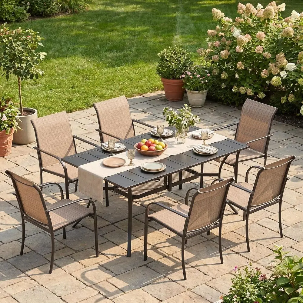Patio Dining Set or 6, Outdoor urniture Set Includes 59" RecPatio Table and 6 Patio Sling Chairs, Outdoor Table and Chairs or Ou
Patio Dining Set or 6, Outdoor urniture Set Includes 59" RecPatio Table and 6 Patio Sling Chairs, Outdoor Table and Chairs or Ou