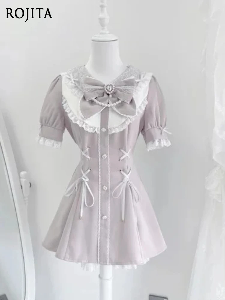 Lolita Plaid Dress Sets Gothic Lace Trim Mini Dress Y2K Maid Style Short Sleeve Party Dress for Women Two Piece Set Outfits
Lolita Plaid Dress Sets Gothic Lace Trim Mini Dress Y2K Maid Style Short Sleeve Party Dress for Women Two Piece Set Outfits