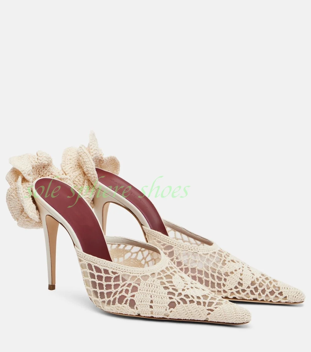 Lady White Crochet Slingback Pumps Flower Daisy Design Pointed Toe Mules Cut-Out Footwear Runway Stiletto Heel Pumps Size 34-46
Lady White Crochet Slingback Pumps Flower Daisy Design Pointed Toe Mules Cut-Out Footwear Runway Stiletto Heel Pumps Size 34-46