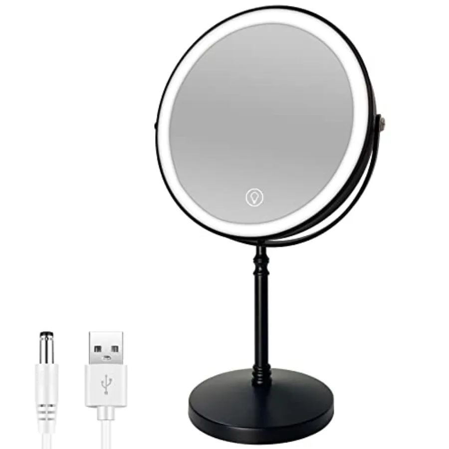 8" Lighted Makeup Mirror, 1X/10X Magnifying Vanity Mirror with Lights, 3 Color Lighting, Brightness Dimmable Cosmetic Mirror, T
8" Lighted Makeup Mirror, 1X/10X Magnifying Vanity Mirror with Lights, 3 Color Lighting, Brightness Dimmable Cosmetic Mirror, T