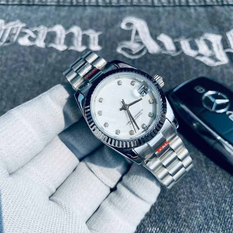 Men's Automatic Mechanical Watch with Three Needles, Lao Jia Ya White Shell Diamond Inlaid Steel Strap Watch
Men's Automatic Mechanical Watch with Three Needles, Lao Jia Ya White Shell Diamond Inlaid Steel Strap Watch