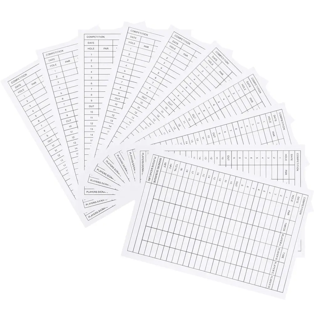 Golf Scorecard Cards 10 Pcs Coated Paper Match Accessories Portable Smooth Writing Sports Golfs Supplies Score Record Tools
Golf Scorecard Cards 10 Pcs Coated Paper Match Accessories Portable Smooth Writing Sports Golfs Supplies Score Record Tools
