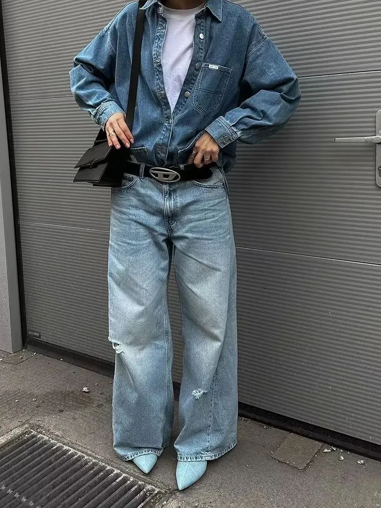Traf Jeans For Women High Waist Baggy Ripped Pants Wide Leg Denim Jeans Pants Cowboy Y2k Washed Blue Denim Trousers Streetwears
Traf Jeans For Women High Waist Baggy Ripped Pants Wide Leg Denim Jeans Pants Cowboy Y2k Washed Blue Denim Trousers Streetwears