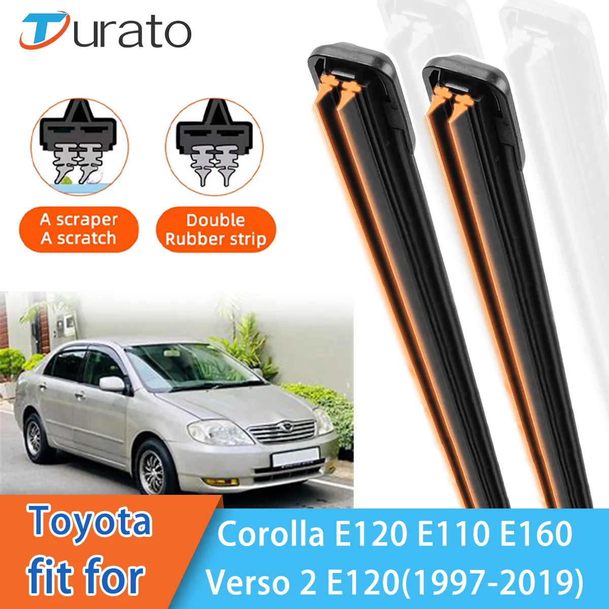 For Toyota Corolla E120 3 Section E110 E120 E160 E121 Front Windscreen Wipers Double Rubber Car Wiper Blades Car Accessories
For Toyota Corolla E120 3 Section E110 E120 E160 E121 Front Windscreen Wipers Double Rubber Car Wiper Blades Car Accessories