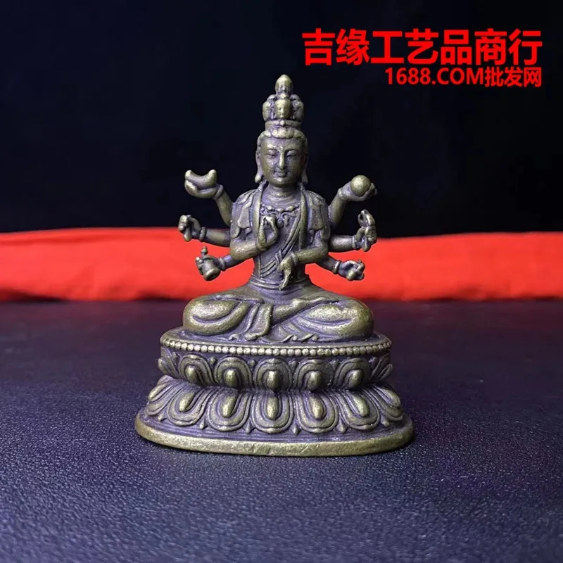 Brass Six-Arm Avalokitesvara Ornaments Home Desktop Decorative Crafts Sitting Buddha Guanyin on the Lotus Throne Bronze Small Bu
Brass Six-Arm Avalokitesvara Ornaments Home Desktop Decorative Crafts Sitting Buddha Guanyin on the Lotus Throne Bronze Small Bu