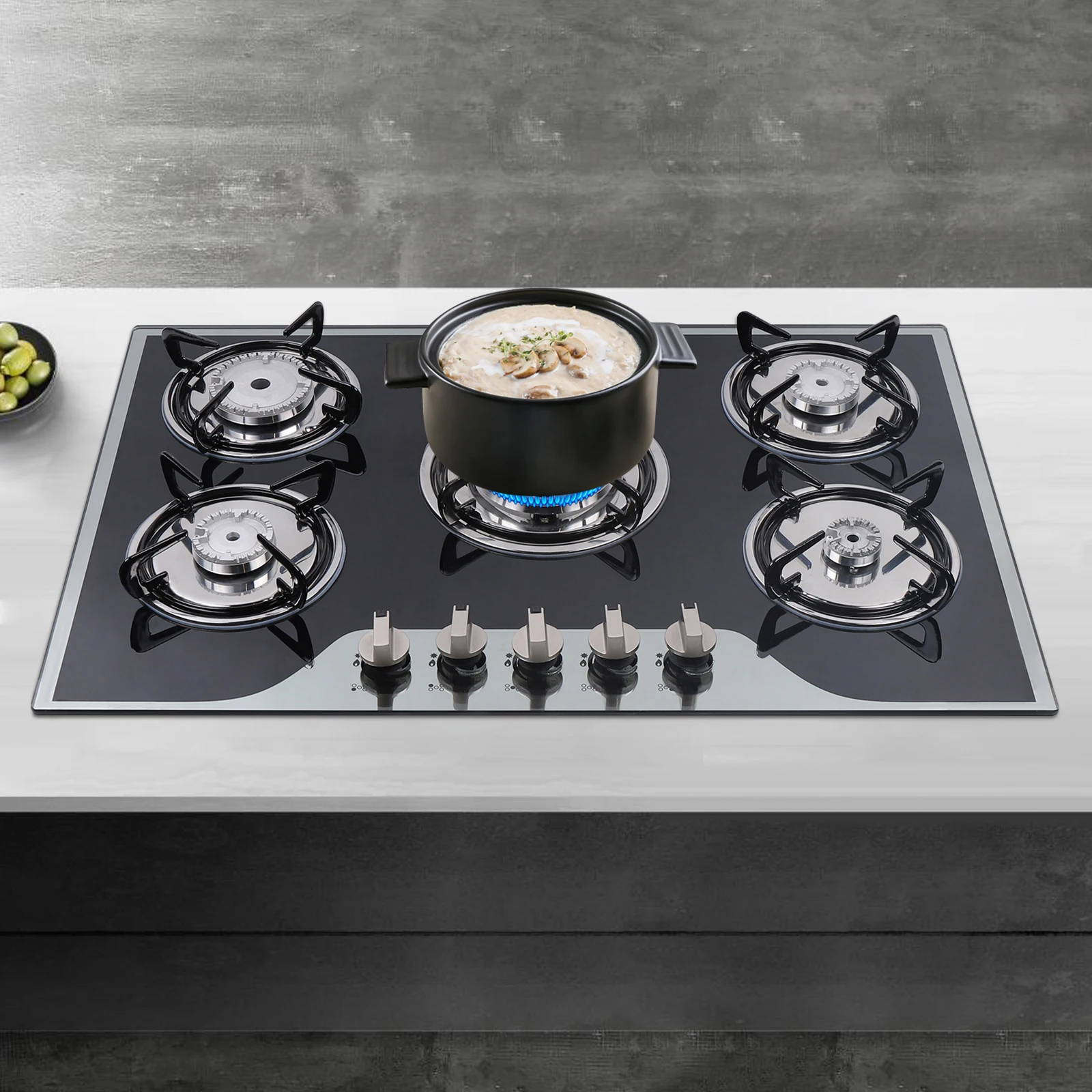 30.3 "Liquefied Petroleum Gas/Natural Gas Stove with Built-in 5 Burners, Tempered Glass Stove
30.3 "Liquefied Petroleum Gas/Natural Gas Stove with Built-in 5 Burners, Tempered Glass Stove