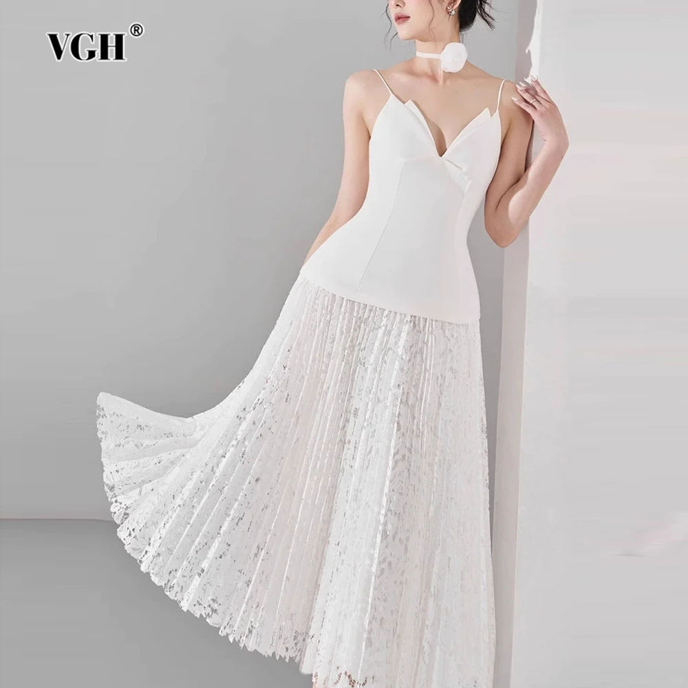 VGH French Style Slimming Elegant Dresses For Women V Neck Sleeveless Backless High Waist Temperament Dress Female Fashion New
VGH French Style Slimming Elegant Dresses For Women V Neck Sleeveless Backless High Waist Temperament Dress Female Fashion New