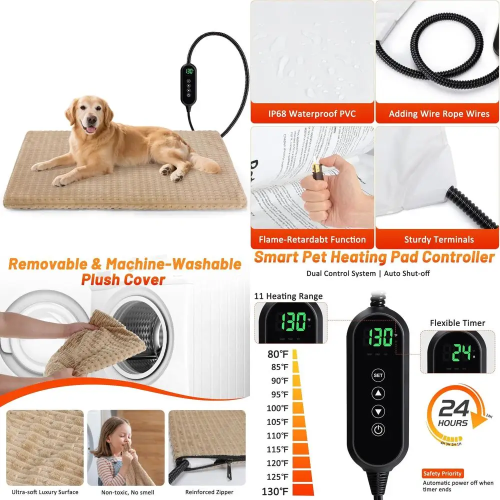 Регулируемый коврик с подогревом для кошек и собак с функцией таймера и регулировки температуры, устойчивый к укусам, большой, 35x24, коричневый
Регулируемый коврик с подогревом для кошек и собак с функцией таймера и регулировки температуры, устойчивый к укусам, большой, 35x24, коричневый