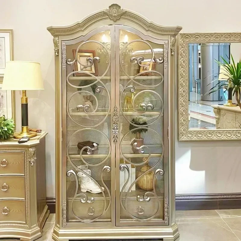 Solid wood bookcase French retro old carved locker foyer display cabinet furniture
Solid wood bookcase French retro old carved locker foyer display cabinet furniture