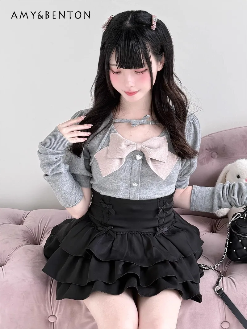 Original Japanese Style Lolita Skirt Sets Sweet Cute Bow Knitted Pullover Sleeve High Waist Multi-layer Mini Skirt Two-piece Set
Original Japanese Style Lolita Skirt Sets Sweet Cute Bow Knitted Pullover Sleeve High Waist Multi-layer Mini Skirt Two-piece Set