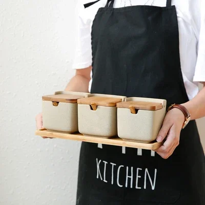 Japanese Style Creative Simple Bamboo Cover Ceramic Seasoning Pot Kitchen Seasoning Box Moisture-proof Salt Pot Three-piece Set
Japanese Style Creative Simple Bamboo Cover Ceramic Seasoning Pot Kitchen Seasoning Box Moisture-proof Salt Pot Three-piece Set