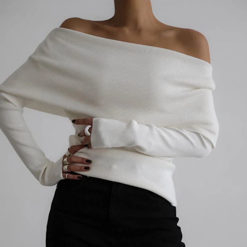 2025 Women Sexy Off The Shoulder Knit Sweater Slim Body Long Sleeve Solid Color Pullovers Tops For Women Sweater Pull Femme
2025 Women Sexy Off The Shoulder Knit Sweater Slim Body Long Sleeve Solid Color Pullovers Tops For Women Sweater Pull Femme