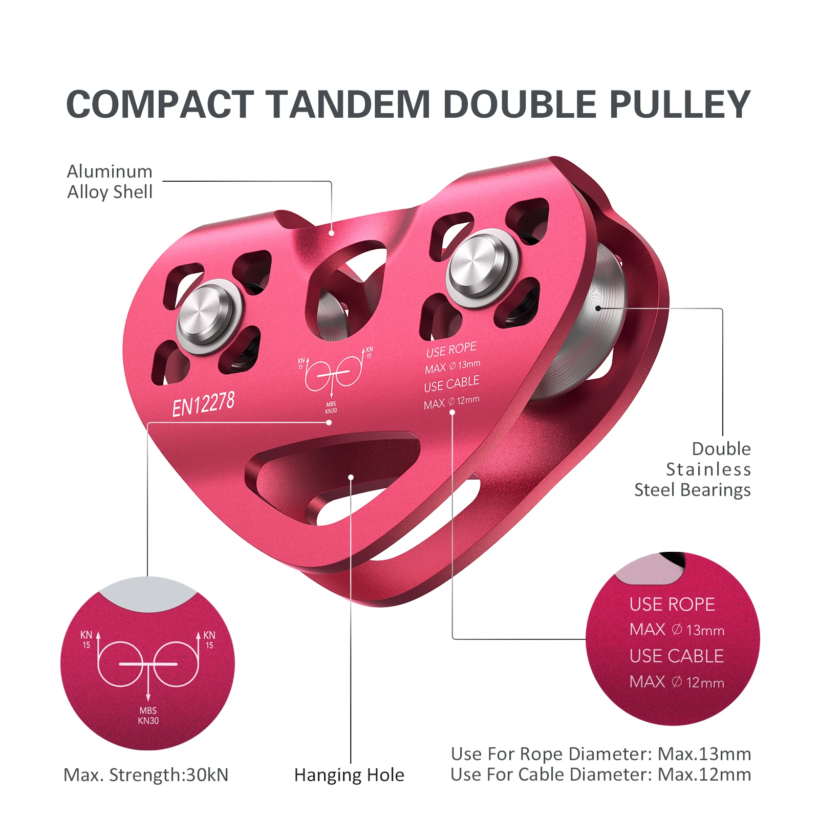 Lixada 30kN Cable Trolley Pulley with Ball Bearing Climbing Caving Aloft Work Rescue
Lixada 30kN Cable Trolley Pulley with Ball Bearing Climbing Caving Aloft Work Rescue