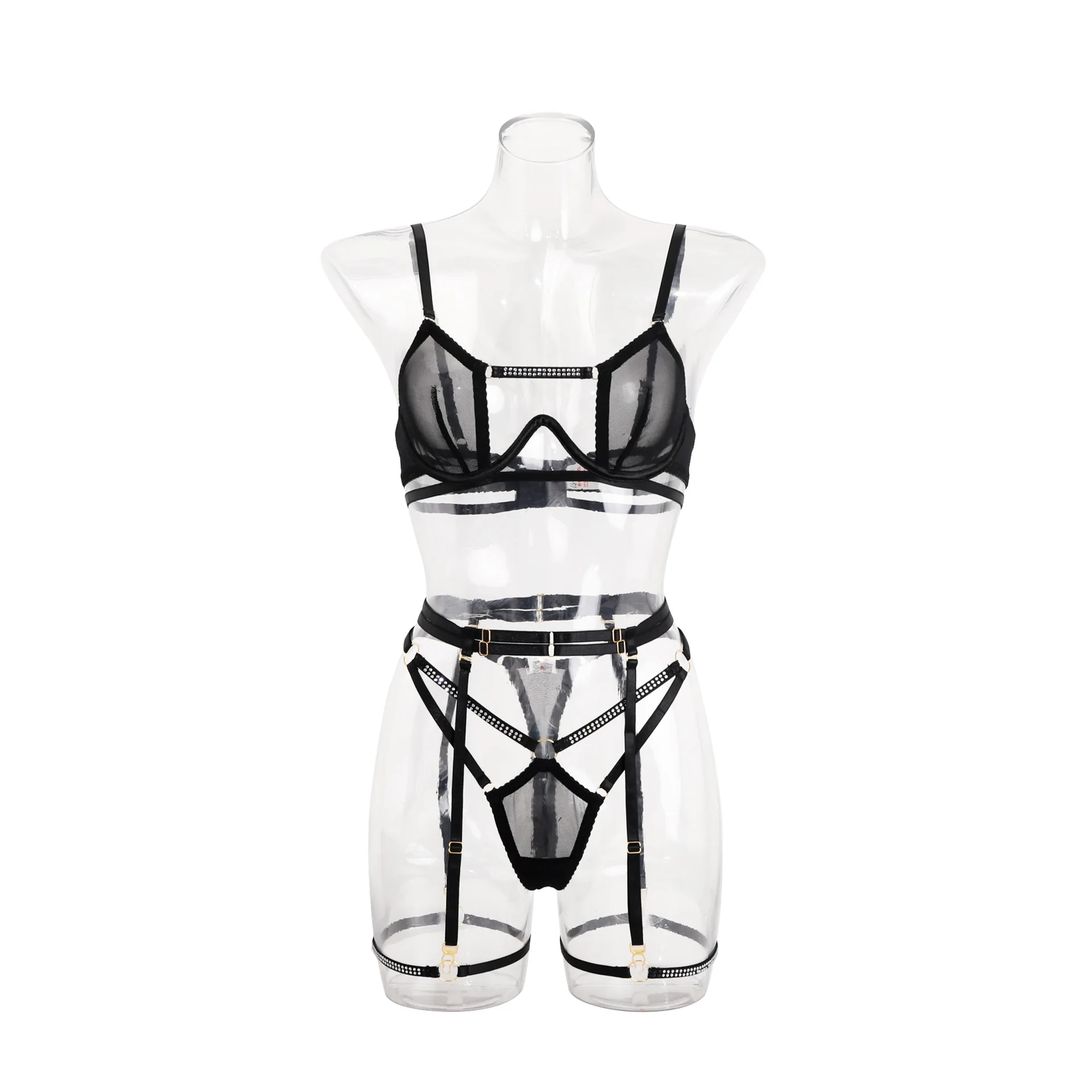 Sissy Sexy Female Lingerie Sparkling Rhinestone Belt Hollow Bra Thong 3PC Set with Leg Circles Sheer Intimate Underwear
Sissy Sexy Female Lingerie Sparkling Rhinestone Belt Hollow Bra Thong 3PC Set with Leg Circles Sheer Intimate Underwear
