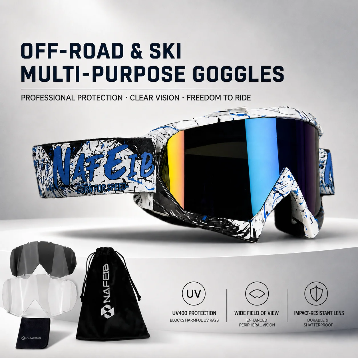 NAFEIB Ski Goggles, UV400 Snowboard Goggles for Men Women, with 2 Lenses for Motocross Dirt Bike ATV Outdoor Sports & Skiing
NAFEIB Ski Goggles, UV400 Snowboard Goggles for Men Women, with 2 Lenses for Motocross Dirt Bike ATV Outdoor Sports & Skiing
