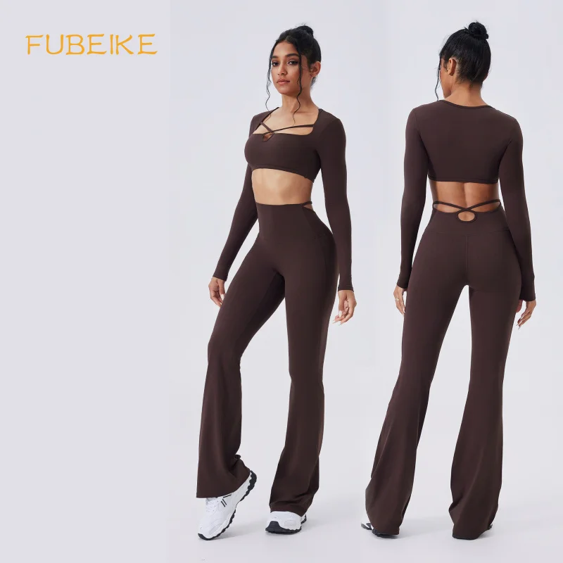 FUBEIKE Women Yoga Set Hollow Slim Yoga Fitness Female Clothing Running High-Waist Flared Pants Long-Sleeve 2Pieces Sports Set
FUBEIKE Women Yoga Set Hollow Slim Yoga Fitness Female Clothing Running High-Waist Flared Pants Long-Sleeve 2Pieces Sports Set
