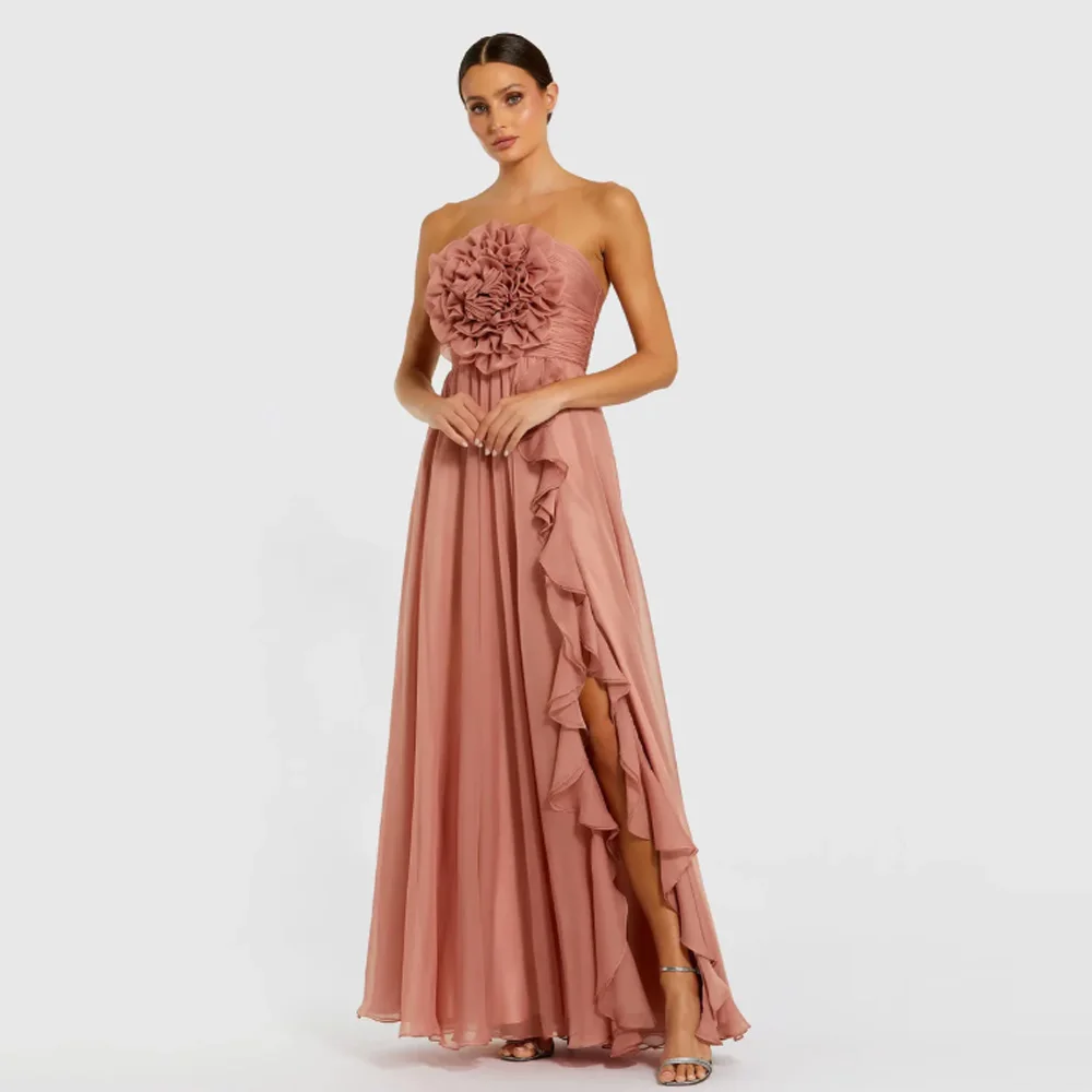 Vintage Evening Dresses 3D Pleats Flowers Strapless A Line Customized Women Formal Dress
Vintage Evening Dresses 3D Pleats Flowers Strapless A Line Customized Women Formal Dress