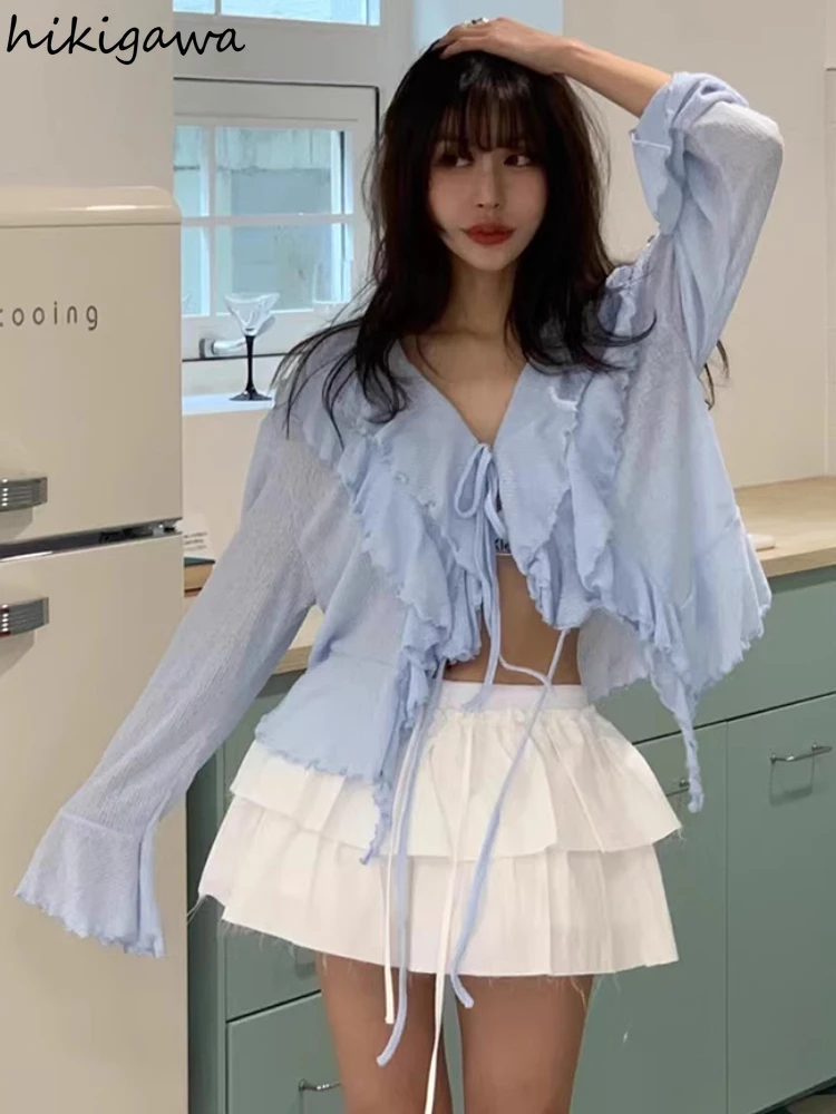 2025 Blusas Mujer De Moda Flare Sleeve Sweet Ruffles Blouse Bandage Sweet Blouses White Crop Tops Fashion Summer Shirts Women
2025 Blusas Mujer De Moda Flare Sleeve Sweet Ruffles Blouse Bandage Sweet Blouses White Crop Tops Fashion Summer Shirts Women