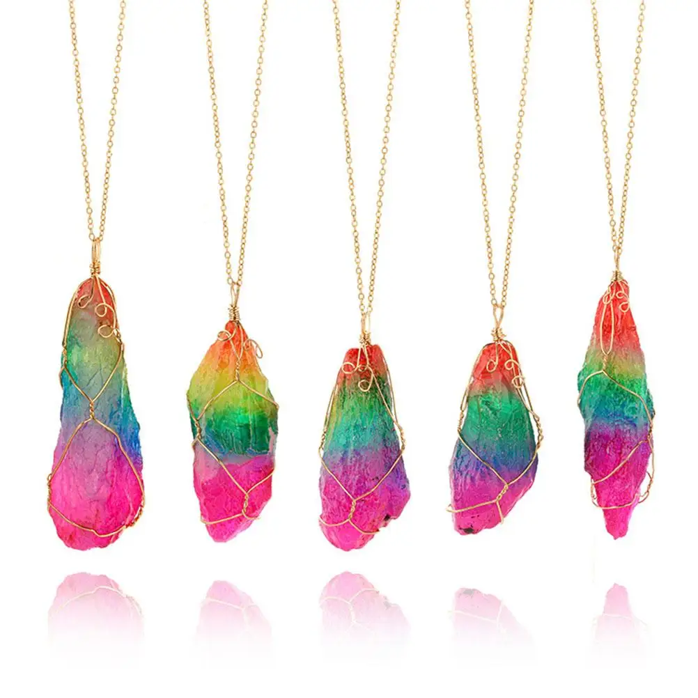 Natural Crystal Necklace Irregular Colorful Pendants Wire Wrap Rough Stone Jewelry Gift Unique Charm Accessories
Natural Crystal Necklace Irregular Colorful Pendants Wire Wrap Rough Stone Jewelry Gift Unique Charm Accessories