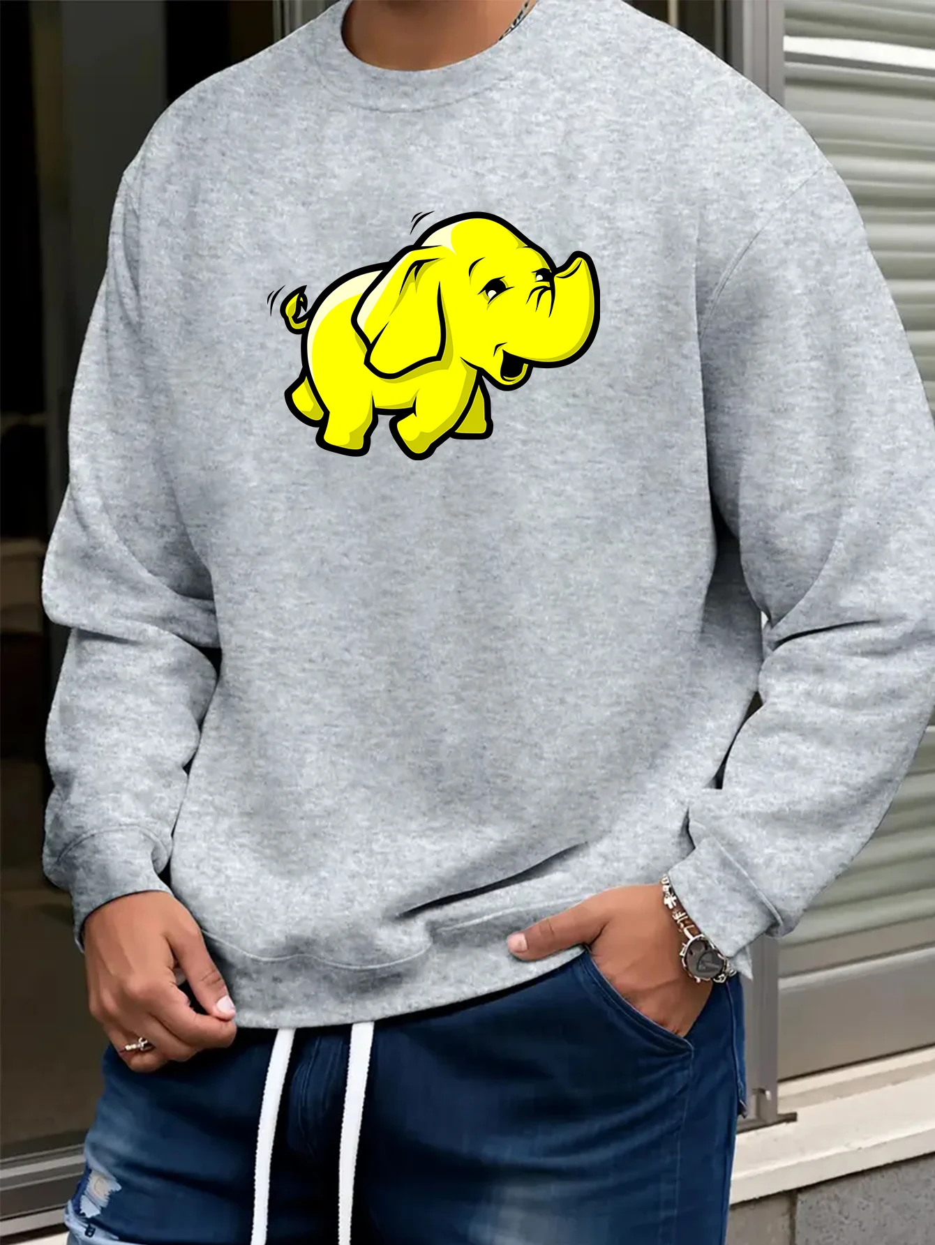 Мужская толстовка большого размера с принтом черного и желтого слона — мягкий повседневный пуловер свободного кроя с круглым вырезом и длинными рукавами, милый
Мужская толстовка большого размера с принтом черного и желтого слона — мягкий повседневный пуловер свободного кроя с круглым вырезом и длинными рукавами, милый