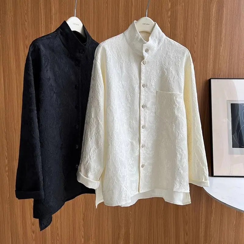 New Chinese Style Loose Pattern Embroidery Design Single-breasted Stand-up Collar Shirt
New Chinese Style Loose Pattern Embroidery Design Single-breasted Stand-up Collar Shirt